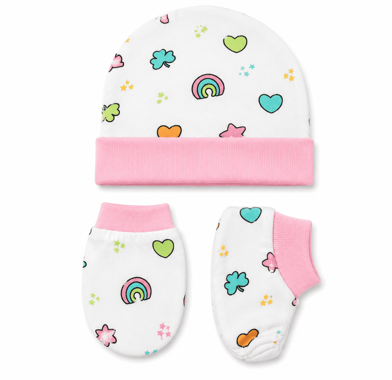 Cap, Mitten & Bootie Set - Doddle Pink