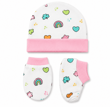 Cap, Mitten & Bootie Set - Doddle Pink