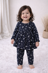 Frock with Legging Co-ord Set Infant - Black Leaf