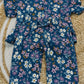 Peplum Top with Pant Set - Blue Flower
