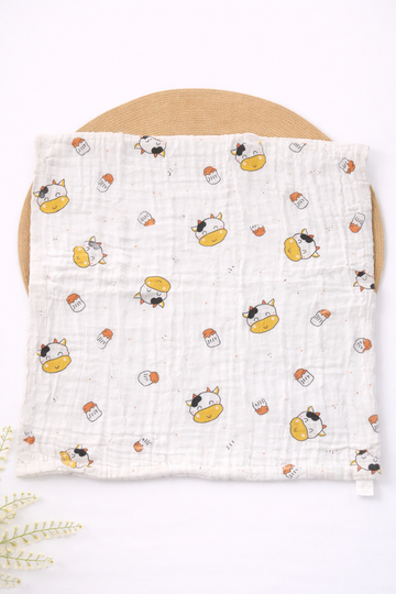 Muslin 6 Layer Bath Towel- Cow