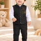 Premium 3-Piece Boys Coat Suit Set - Black