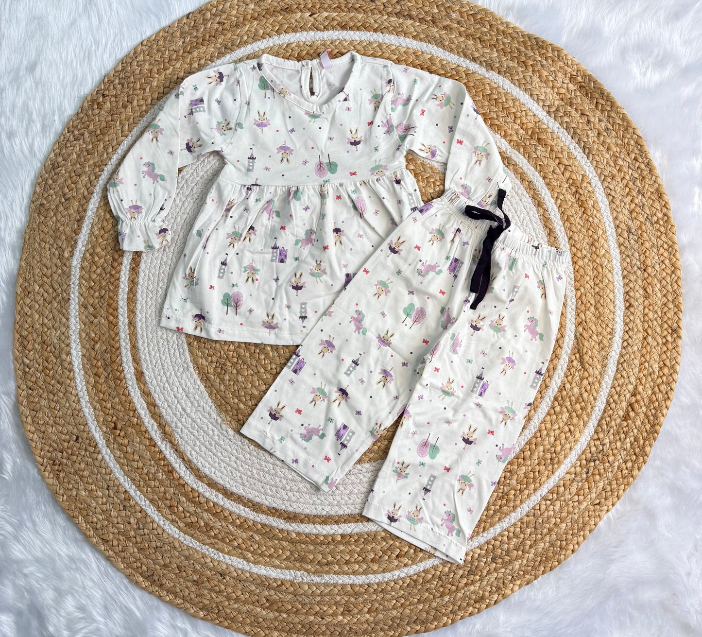 Frock with Pant Set for Kids - Off White