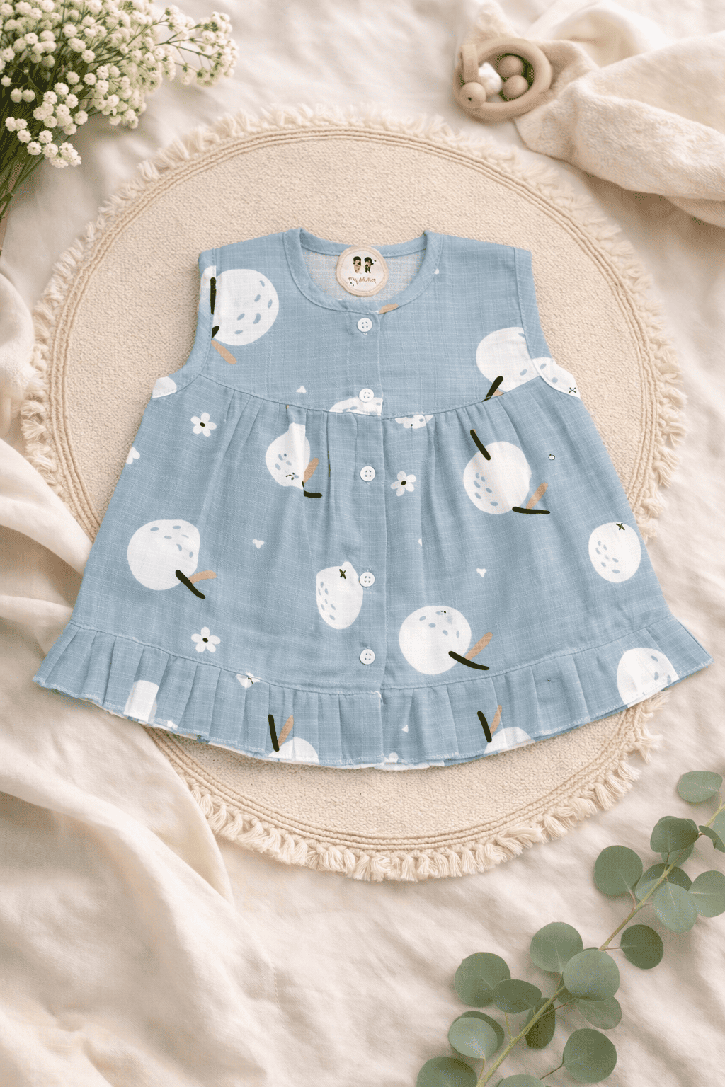 Premium Muslin Frock with Front Button