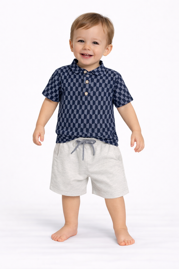 Boys Chinese Collar T-Shirt & Trouser Set