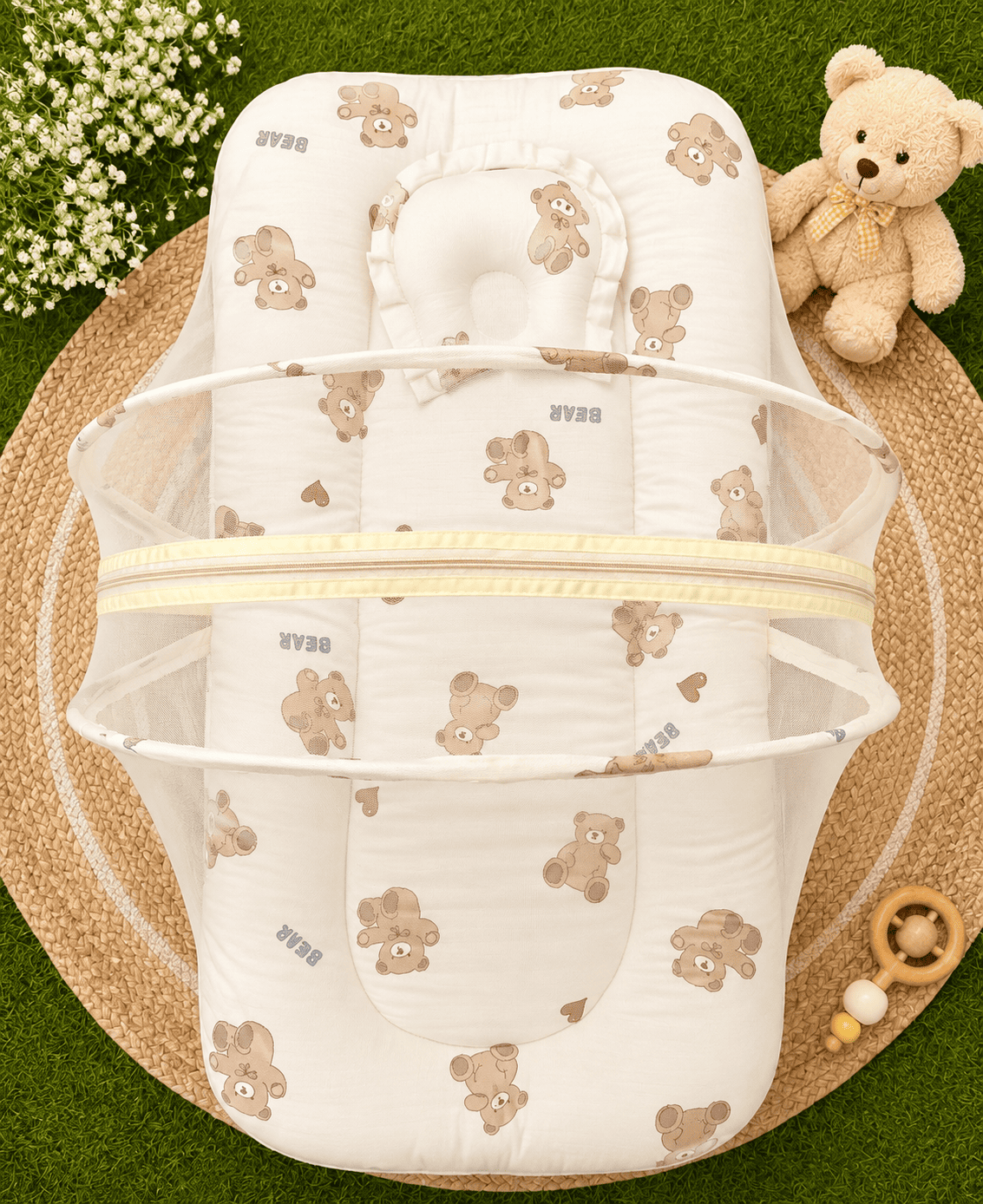 Premium Muslin Carry Bed + Net Bed Combo