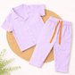 Half Sleeve Kids Night Suit - Lavender Stripes