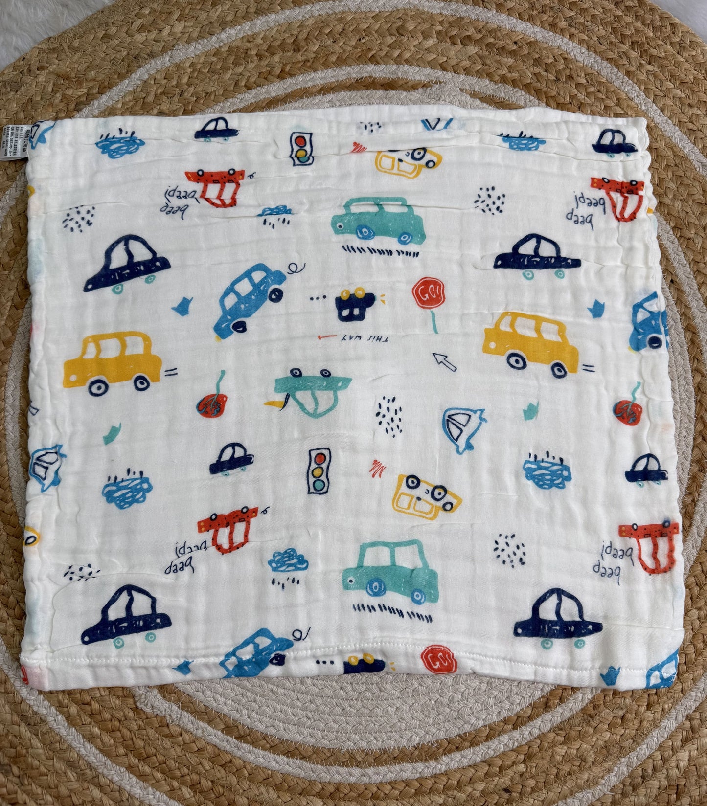 Muslin 6 Layer Bath Towel- Car