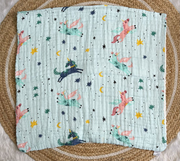 Muslin 6 Layer Bath Towel- Unicorn