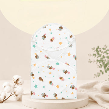 Muslin 2 layer Hooded Towel- Teddy with Balloon