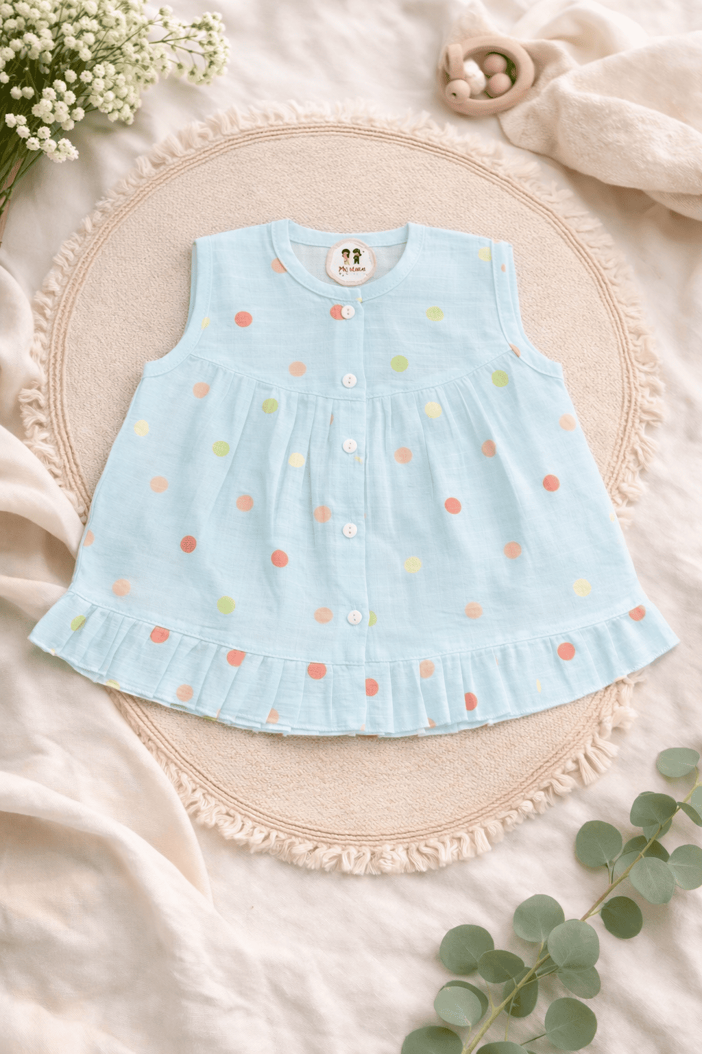 Premium Muslin Frock with Front Button