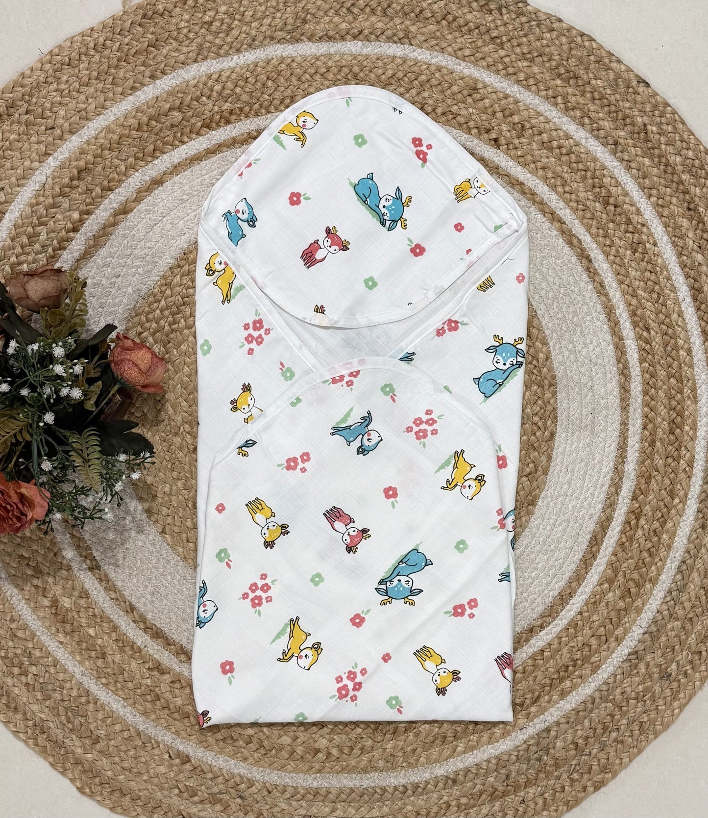 Muslin 2 layer Hooded Towel- Deer