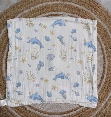 Muslin 6 Layer Bath Towel- Dolphin