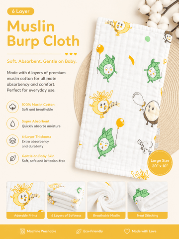 6 Layer Muslin Burp Cloth