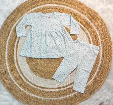 Frock with Legging Co-ord Set Infant - Pastel Blue Flower
