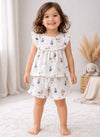 Premium Muslin Sleeveless Frill Top & Shorts Set