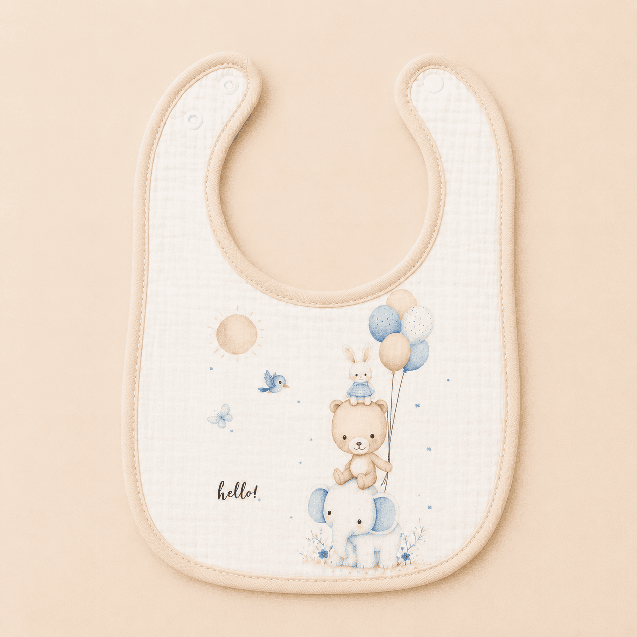 Muslin Bib - Animals with Balloon