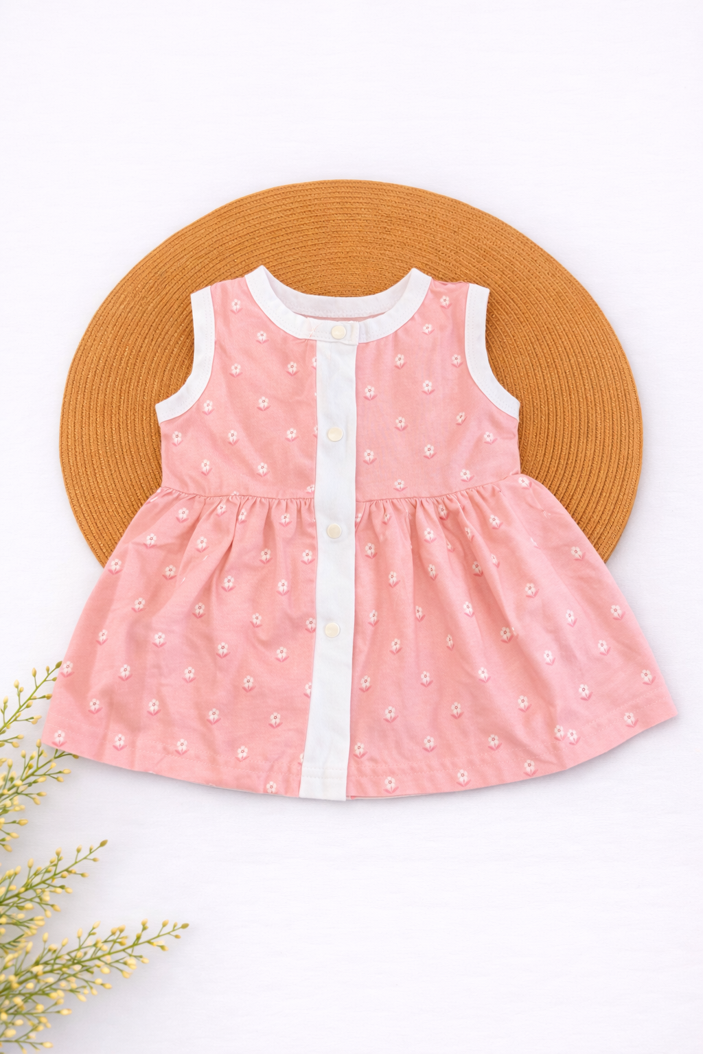Button Frock - Pink Colour