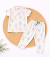 Half Sleeve Kids Night Suit - White Micky