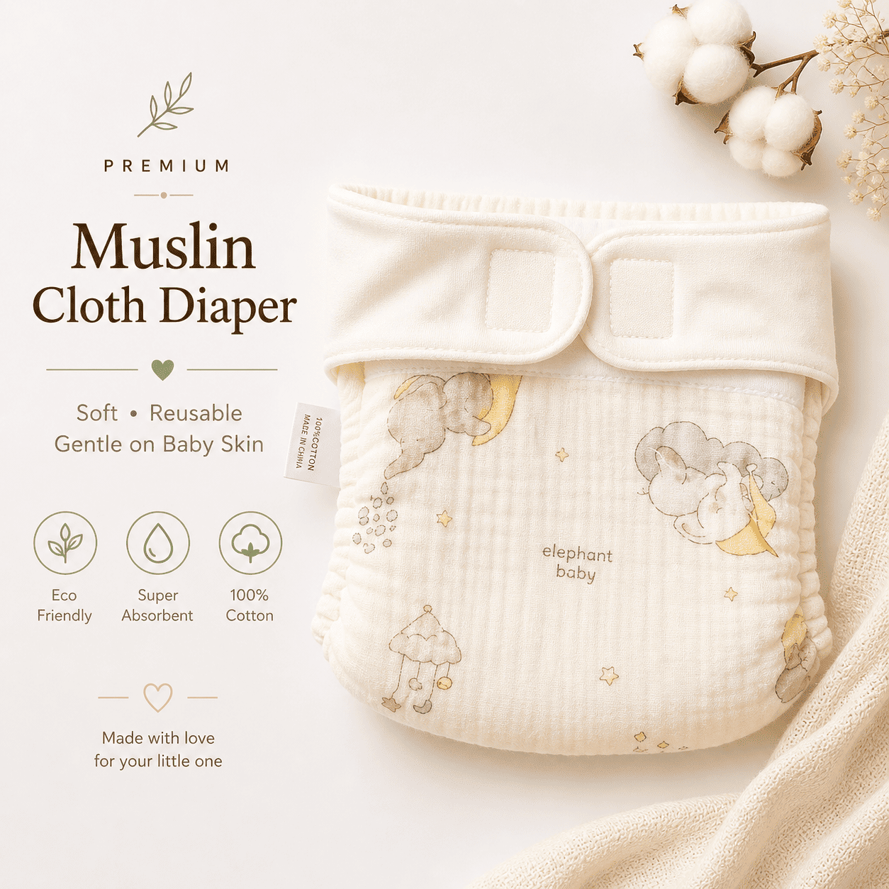 Premium Muslin Cloth Diaper