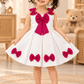 Premium Scuba Frock with Flair - White Bow
