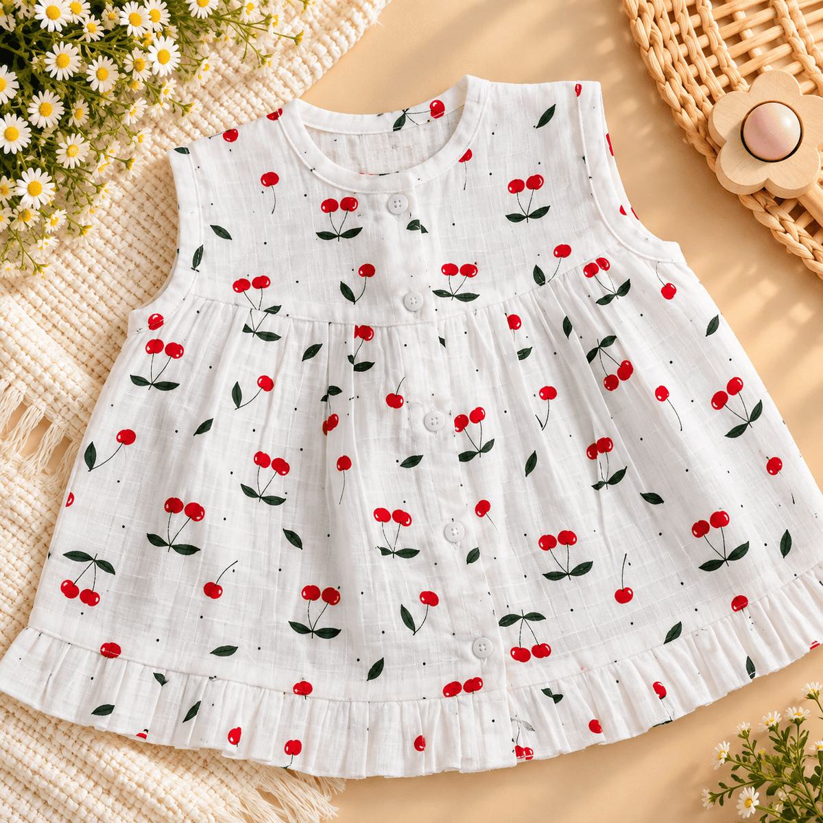 Premium Muslin Frock with Front Button