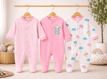3 Piece Romper Set Soft Cotton - Pink