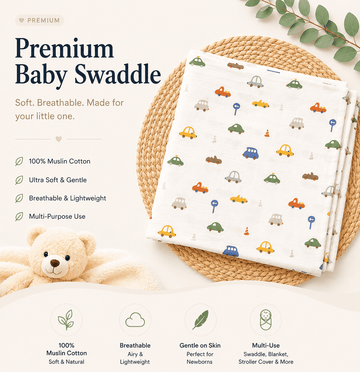 Premium Muslin Swaddle - Car Print
