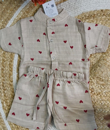 Premium Muslin Co-Ord Set - Sandal Heart