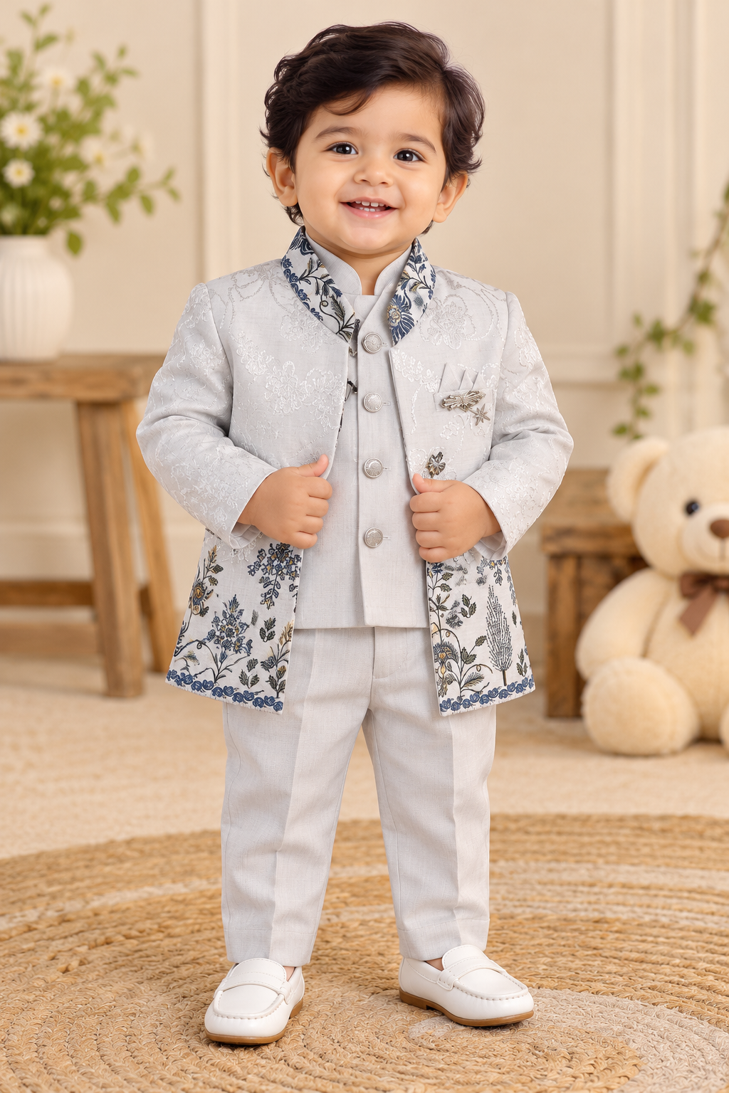 Premium Embroidered 3-Piece Coat Suit Set