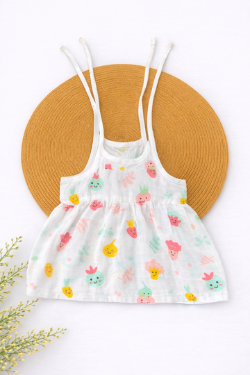 Muslin Knot Frock- Vegetables