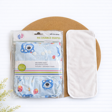 Velvet Cloth Diaper Adjustable & Reusable with Pad - Blue