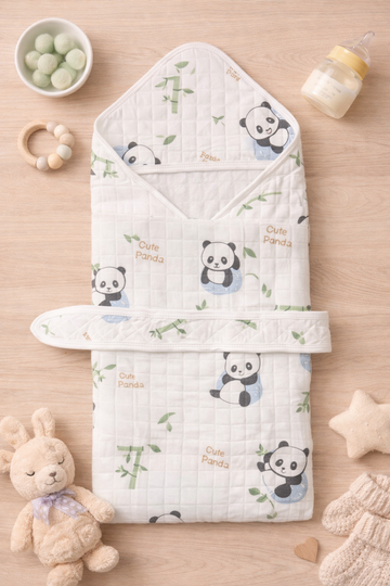 4-Layer Muslin Hooded Towel - Panda