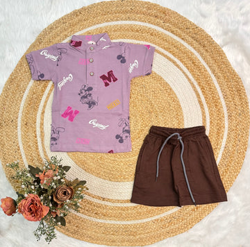 Boys Chinese Collar T-Shirt & Trouser Set