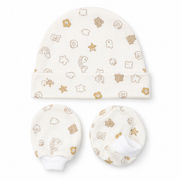 Cap, Mitten & Bootie Set - Teddy With Star