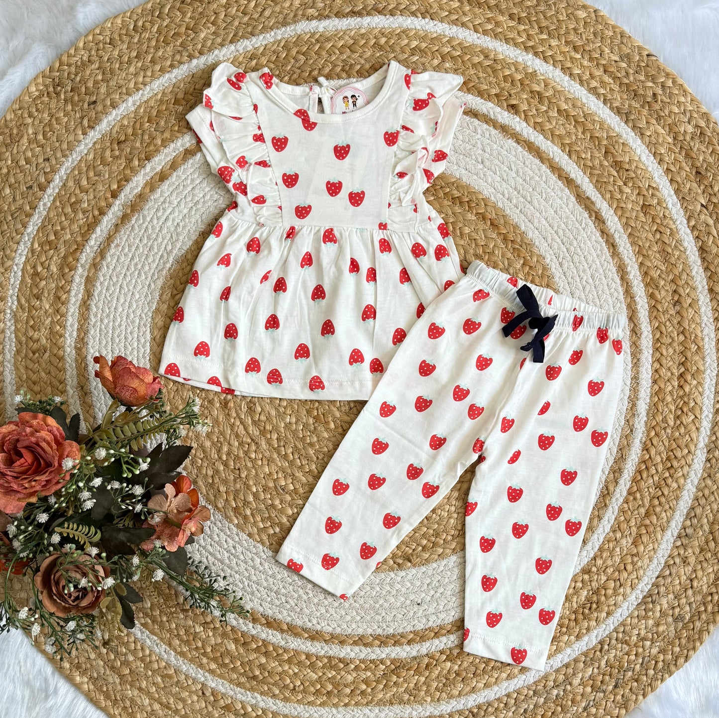 Frock with Pant Co-ord Set - Strawberry