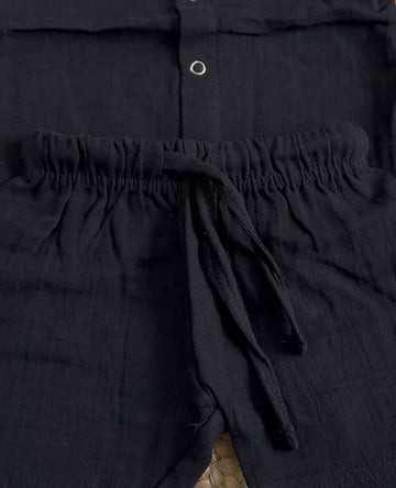 Premium Muslin Co-Ord Set for Boys- Black