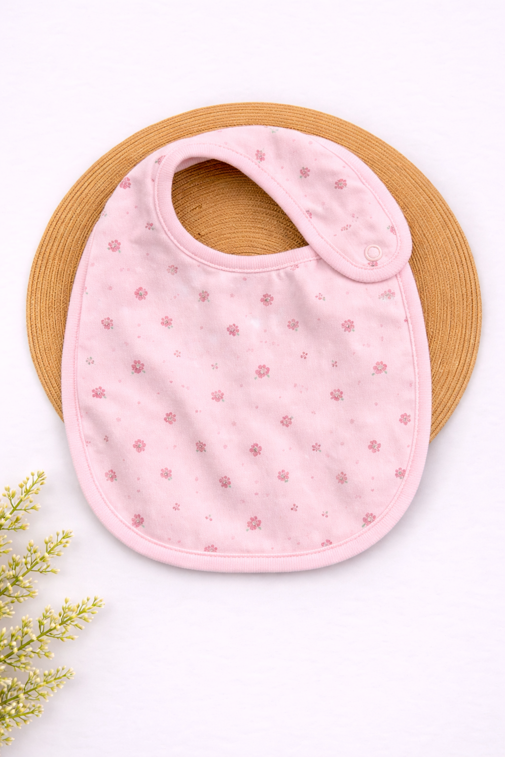 Baby Bib - Pink Small Flower
