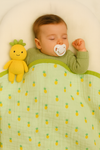 Muslin Receiving Blanket - Green Border with Pineapple 110*110 cm