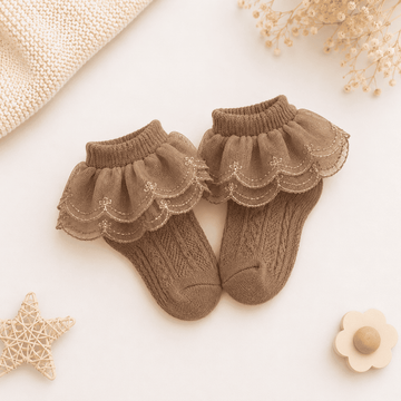 Baby Girl Frill Socks - Brown