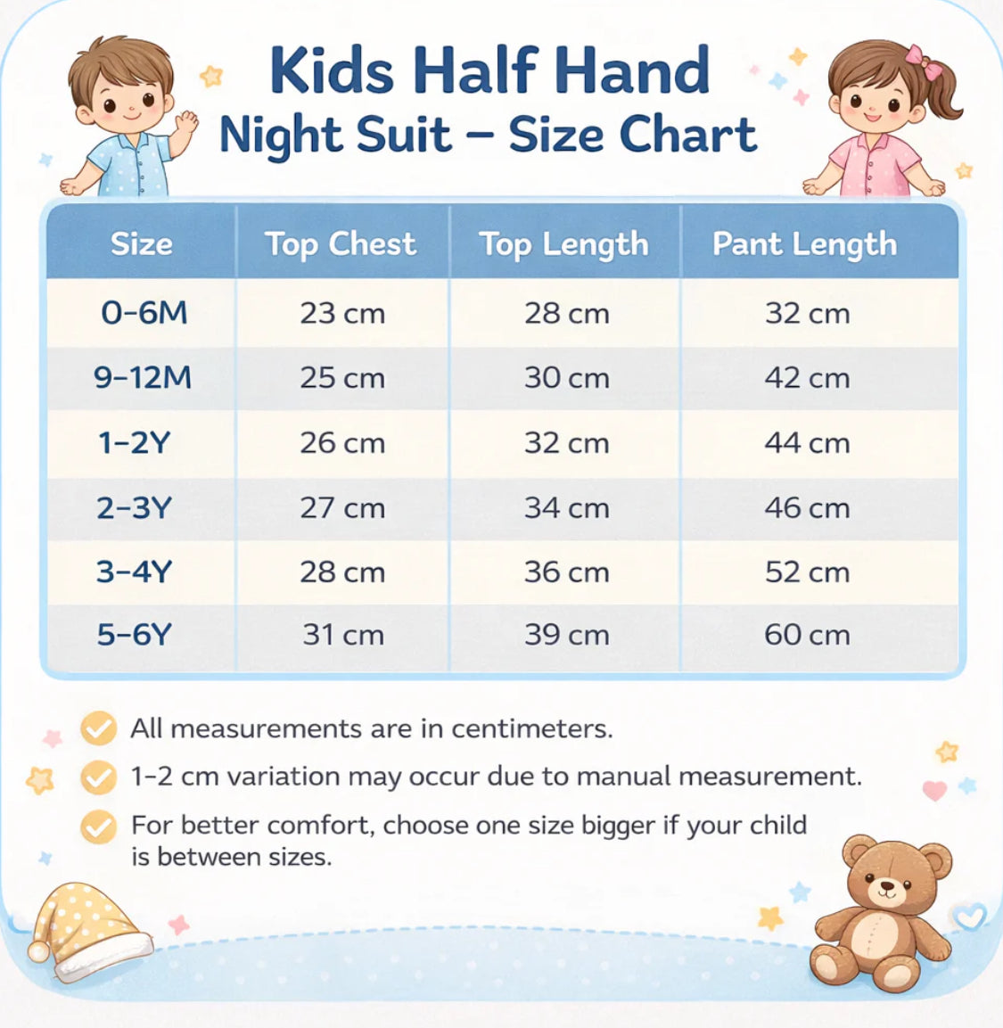 Half Sleeve Kids Night Suit - Light Pink Cartoon