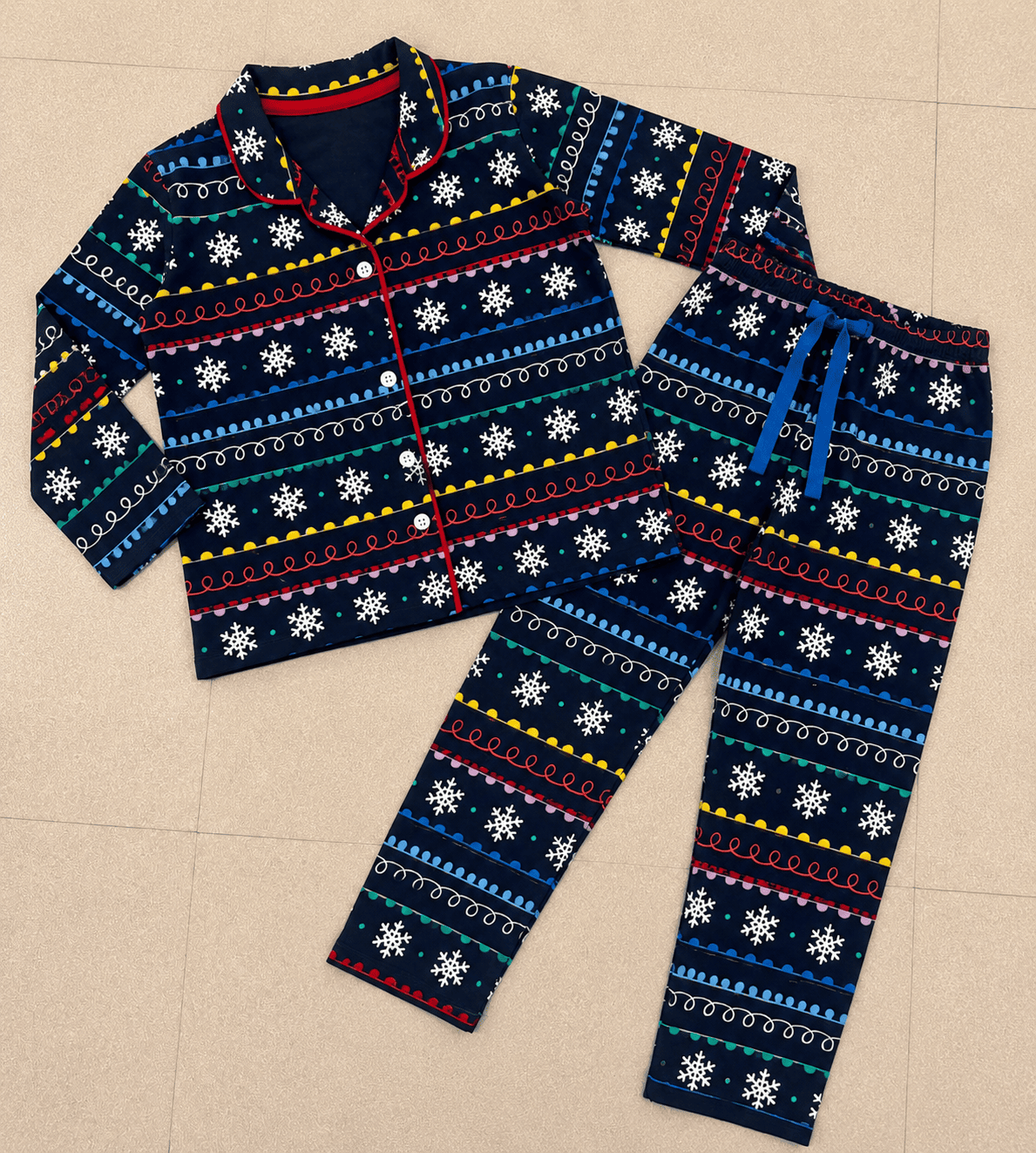 Premium Full Sleeve Night Suit -  Navy blue