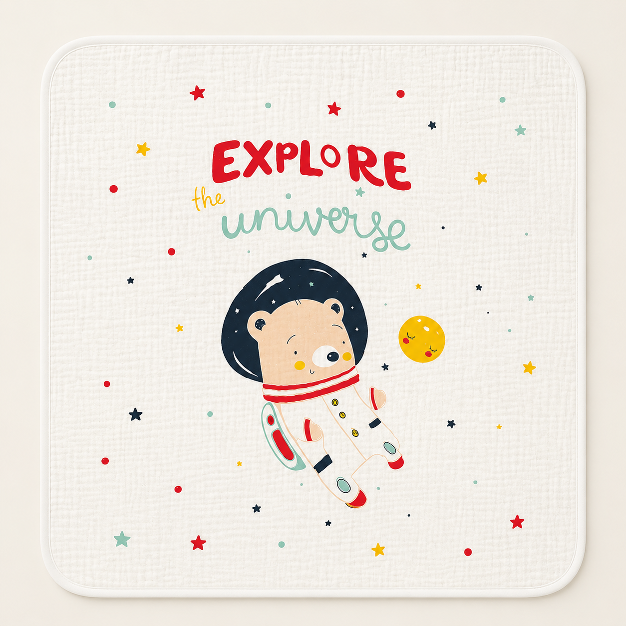 Muslin Receiving Blanket - White Space Theme