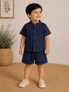 Premium Muslin Co-Ord Set - Navy Blue