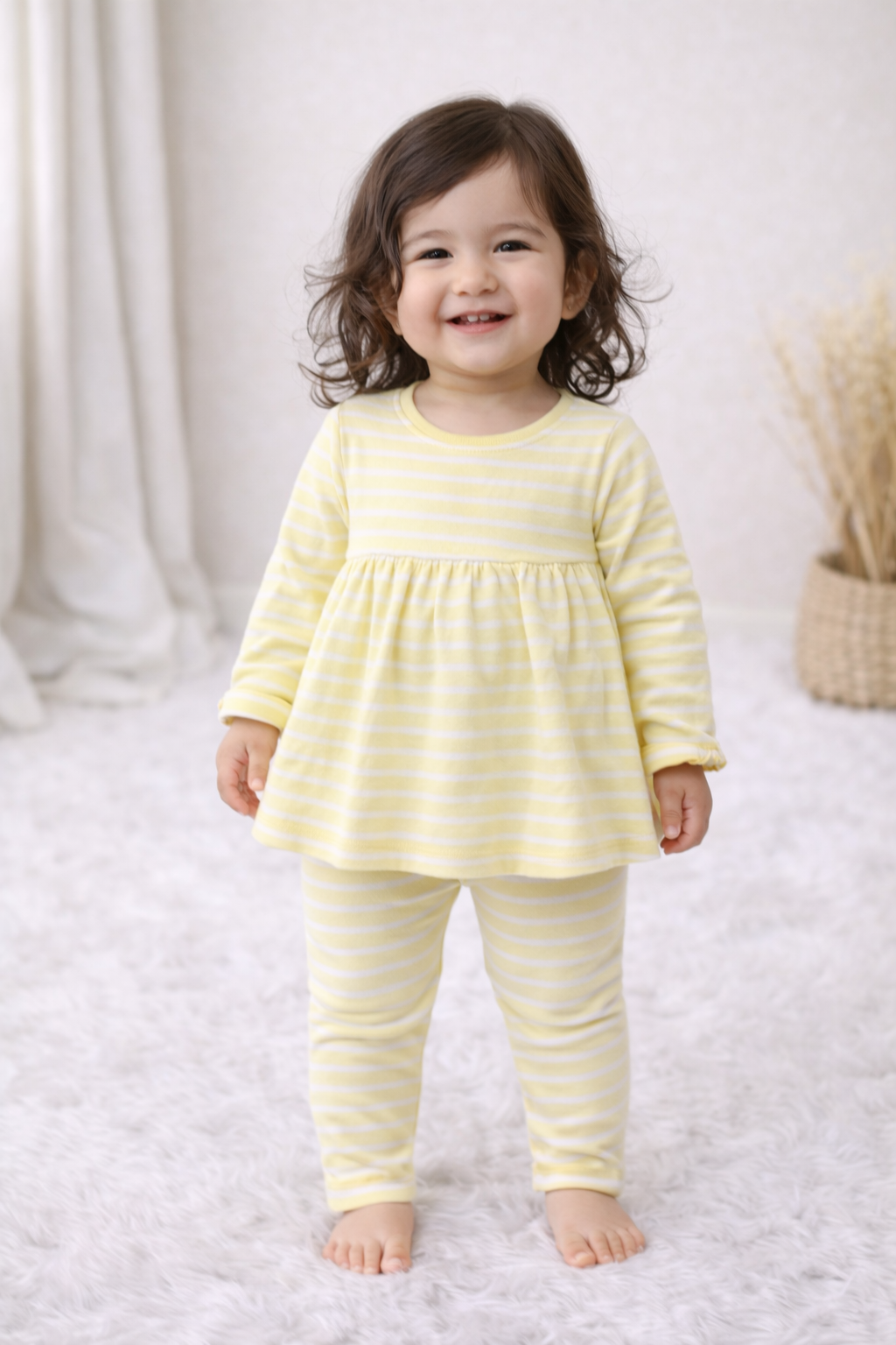 Frock with Legging Co-ord Set Infant - Yellow Stripes