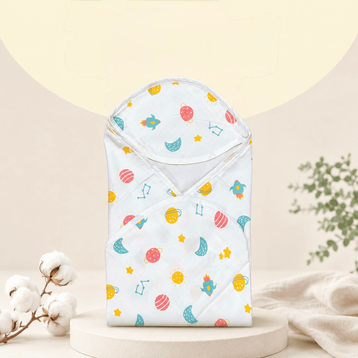 Muslin 2 layer Hooded Towel- Space