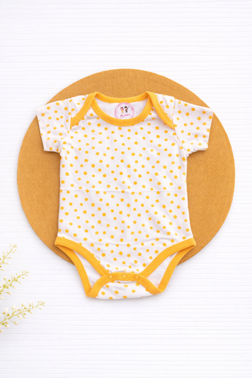 Onesie- White Yellow Dots