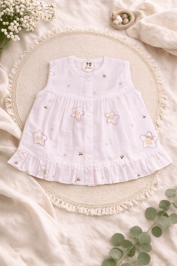 Imported Premium Muslin Frock with Front Button