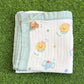 Muslin Receiving Blanket - Mint Green with baby Elephant and Duck 100*100 cm
