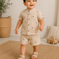 Premium Muslin Co-Ord Set for Boys - Sandal Colour